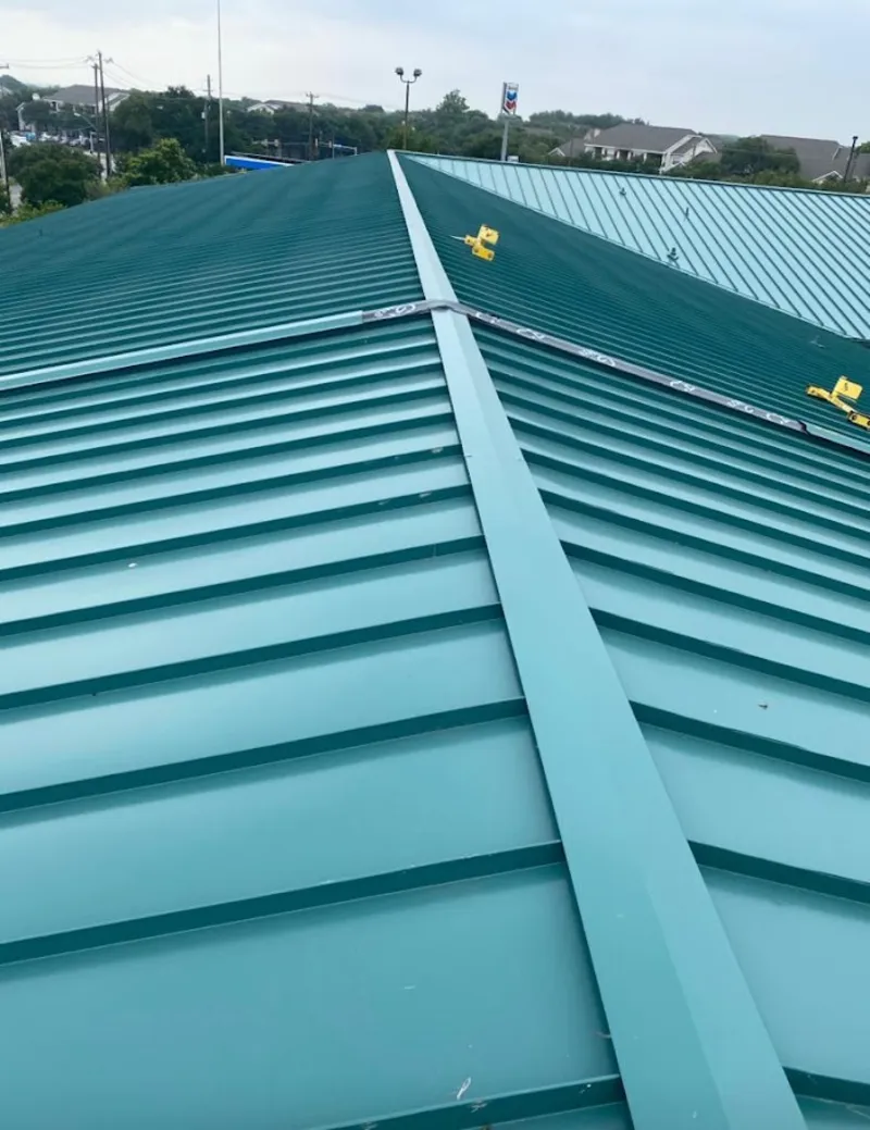 Green commercial metal roof ridge and valley for Metal Roof Repair in Bayshore Gardens